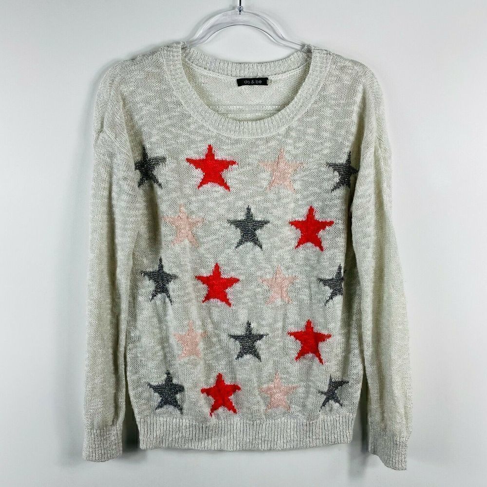 Do & Be Ivory Star Print Shimmer Sweater